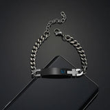 Stainless Steel Engraved Nameplate Couple Chain Bracelet