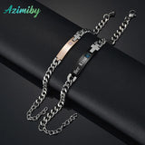 Stainless Steel Engraved Nameplate Couple Chain Bracelet