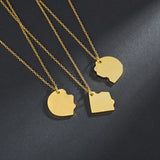 Stainless Steel Heart Splicing Pendant Puzzle Necklace Family Names Jewelry
