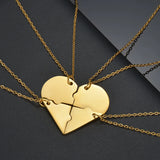 Stainless Steel Heart Splicing Pendant Puzzle Necklace Family Names Jewelry