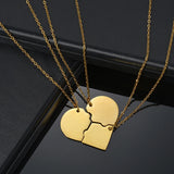 Stainless Steel Heart Splicing Pendant Puzzle Necklace Family Names Jewelry