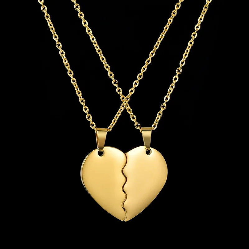 Stainless Steel Heart Splicing Pendant Puzzle Necklace Family Names Jewelry
