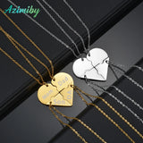 Stainless Steel Heart Splicing Pendant Puzzle Necklace Family Names Jewelry
