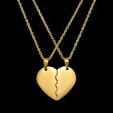 Stainless Steel Heart Splicing Pendant Puzzle Necklace Family Names Jewelry