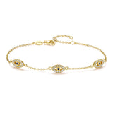 Azirona 925 Silver Evil Eye Charm Bracelet for Women CZ Adjustable Bangles