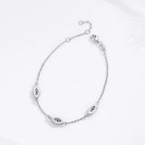 Azirona 925 Silver Evil Eye Charm Bracelet for Women CZ Adjustable Bangles