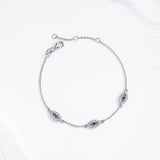 Azirona 925 Silver Evil Eye Charm Bracelet for Women CZ Adjustable Bangles