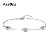 Azirona 925 Silver Evil Eye Charm Bracelet for Women CZ Adjustable Bangles