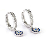 925 Sterling Silver Hoop Earrings Evil Eye Earring Zircon Earrings