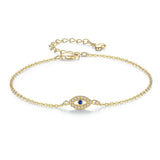 Evil Eye Bracelet 925 Sterling Silver Stone CZ Adjustable Men Turkey Jewelry