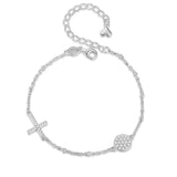 Evil Eye Bracelet Silver Cross Lucky Eye Bracelet for Women