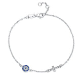 Azirona Evil Eye Charm Bracelet 925 Sterling Silver Women