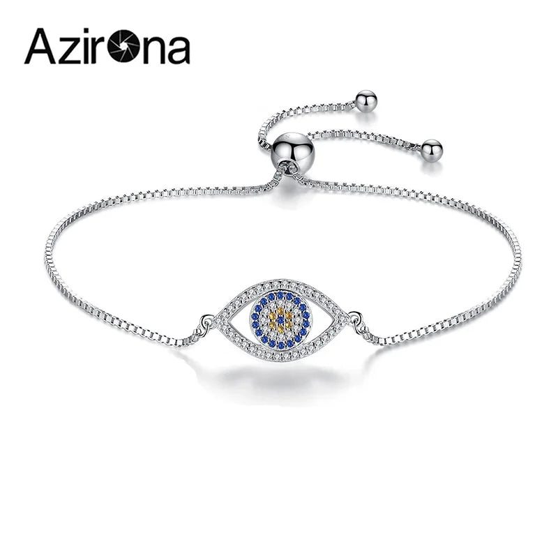 925 Sterling Silver Evil Eye Tennis Bracelet CZ