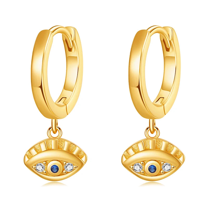 Evil Eye Drop Earrings 925 Sterling Silver Vintage Dangle Earring