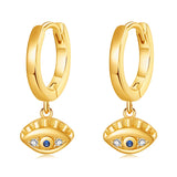 Evil Eye Drop Earrings 925 Sterling Silver Vintage Dangle Earring