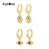 925 Silver Evil Eye Hamsa Hand Hoop Earrings
