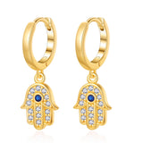 925 Silver Evil Eye Hamsa Hand Hoop Earrings