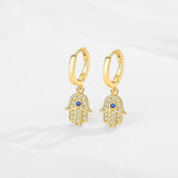 925 Silver Evil Eye Hamsa Hand Hoop Earrings