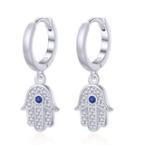 925 Silver Evil Eye Hamsa Hand Hoop Earrings