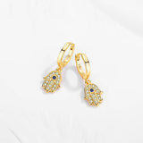 925 Silver Evil Eye Hamsa Hand Hoop Earrings