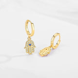 925 Silver Evil Eye Hamsa Hand Hoop Earrings