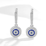 Evil Eye Crystal Drop Earrings 925 Sterling Silver