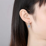 Evil Eye Crystal Drop Earrings 925 Sterling Silver