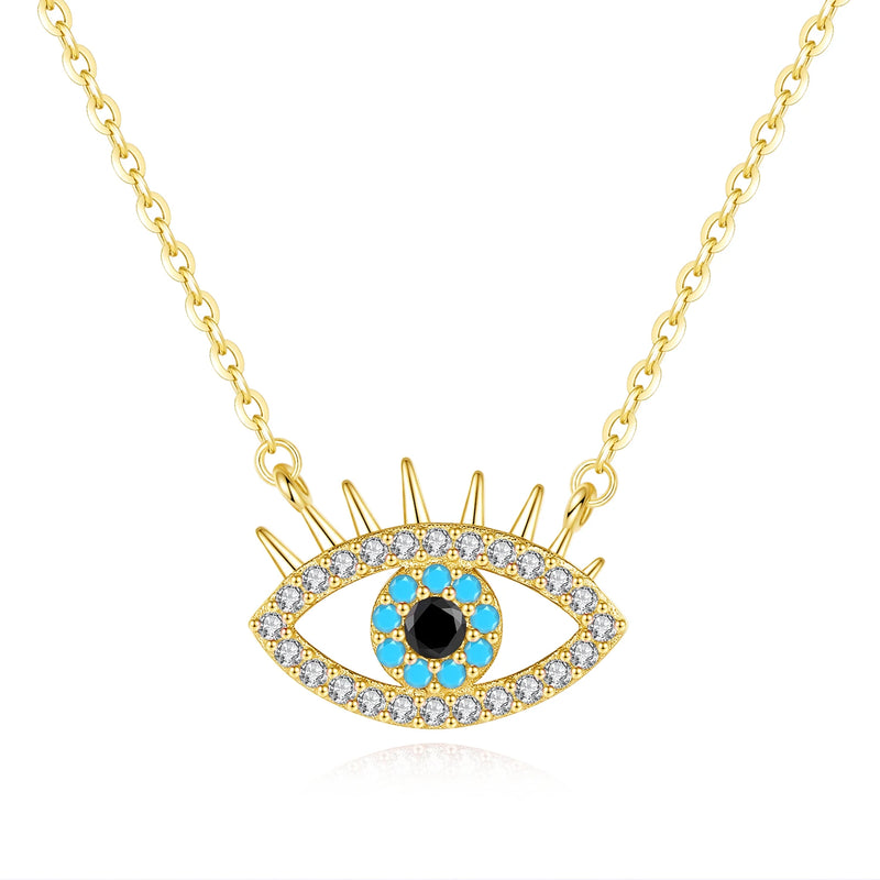 925 Silver Evil Eye Women Necklace Clavicle Chain Jewelry