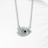 925 Silver Evil Eye Women Necklace Clavicle Chain Jewelry
