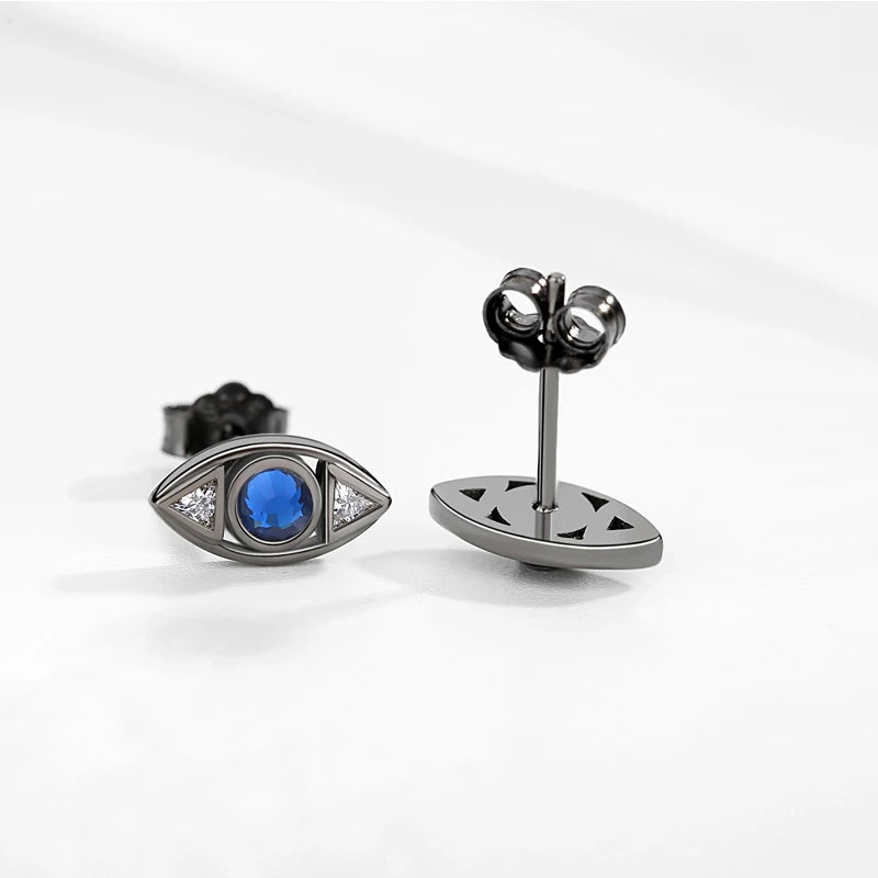 Fatima Evil Eye Earrings 925 Sterling Silver Eye Stud Earrings
