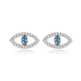 Fatima Evil Eye Earrings 925 Sterling Silver Eye Stud Earrings