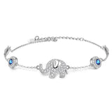925 Silver Luck Elephant Evil Eye Bracelet Crystal Jewelry