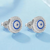 Evil Eye Earrings 925 Sterling Silver Studs Crystal Fatima Lucky Turkey Jewelry