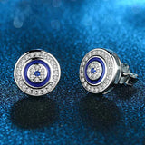 Evil Eye Earrings 925 Sterling Silver Studs Crystal Fatima Lucky Turkey Jewelry