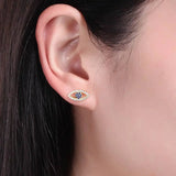 Mini Zircon Eye 925 Silver Stud Earrings for Women
