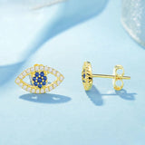 Mini Zircon Eye 925 Silver Stud Earrings for Women