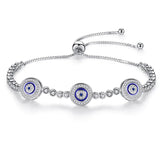 Evil Eye Hamsa Bracelet 925 Sterling Silver CZ Tennis Bracelet