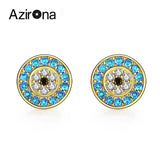 Green Zircon 925 Silver Evil Eye Stud Earrings