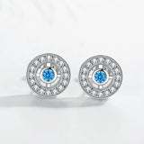 Shinee Evil Eye Stud Earrings 925 Sterling Silver CZ Exo Wedding Jewelry