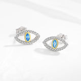 Evil Eye Stud Earrings 925 Sterling Silver Vintage Small Earrings