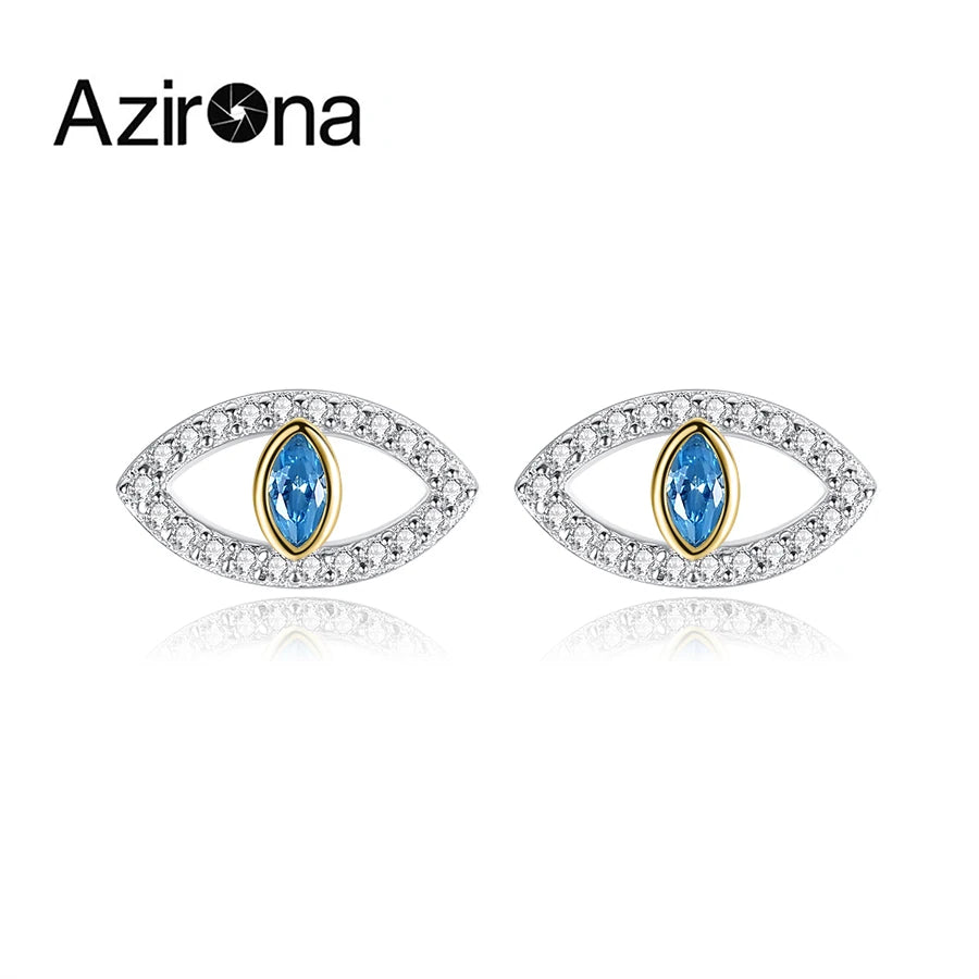 Evil Eye Stud Earrings 925 Sterling Silver Vintage Small Earrings