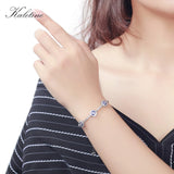 925 Silver Evil Eye Hamsa Bracelet Round Eyes CZ Crystal Tennis Bracelet