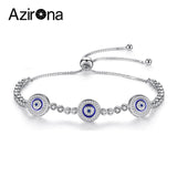 925 Silver Evil Eye Hamsa Bracelet Round Eyes CZ Crystal Tennis Bracelet
