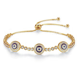 925 Silver Evil Eye Hamsa Bracelet Round Eyes CZ Crystal Tennis Bracelet