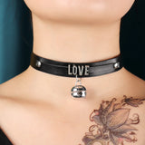 PU Leather Choker Collar Necklace Small Bell Choker Necklace