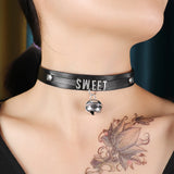PU Leather Choker Collar Necklace Small Bell Choker Necklace