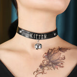 PU Leather Choker Collar Necklace Small Bell Choker Necklace