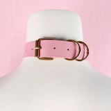 Pink Goth Choker Bowknot Leather Collar