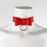 Pink Goth Choker Bowknot Leather Collar