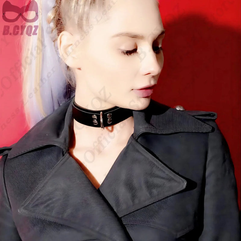 PU Leather Collar O-ring Rivets Choker Sexy Punk Necklace Harajuku Women Neck